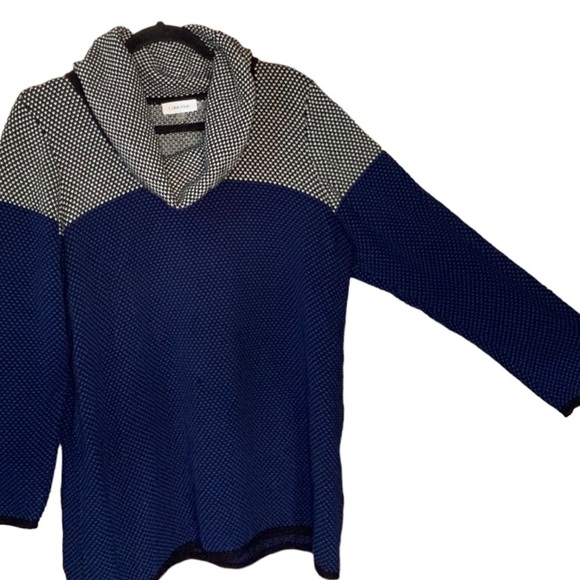 Calvin Klein Ladies Long Sleeve Cowl Neck Blouce Knit Sweater Blue Black Size 1X - Picture 3 of 8